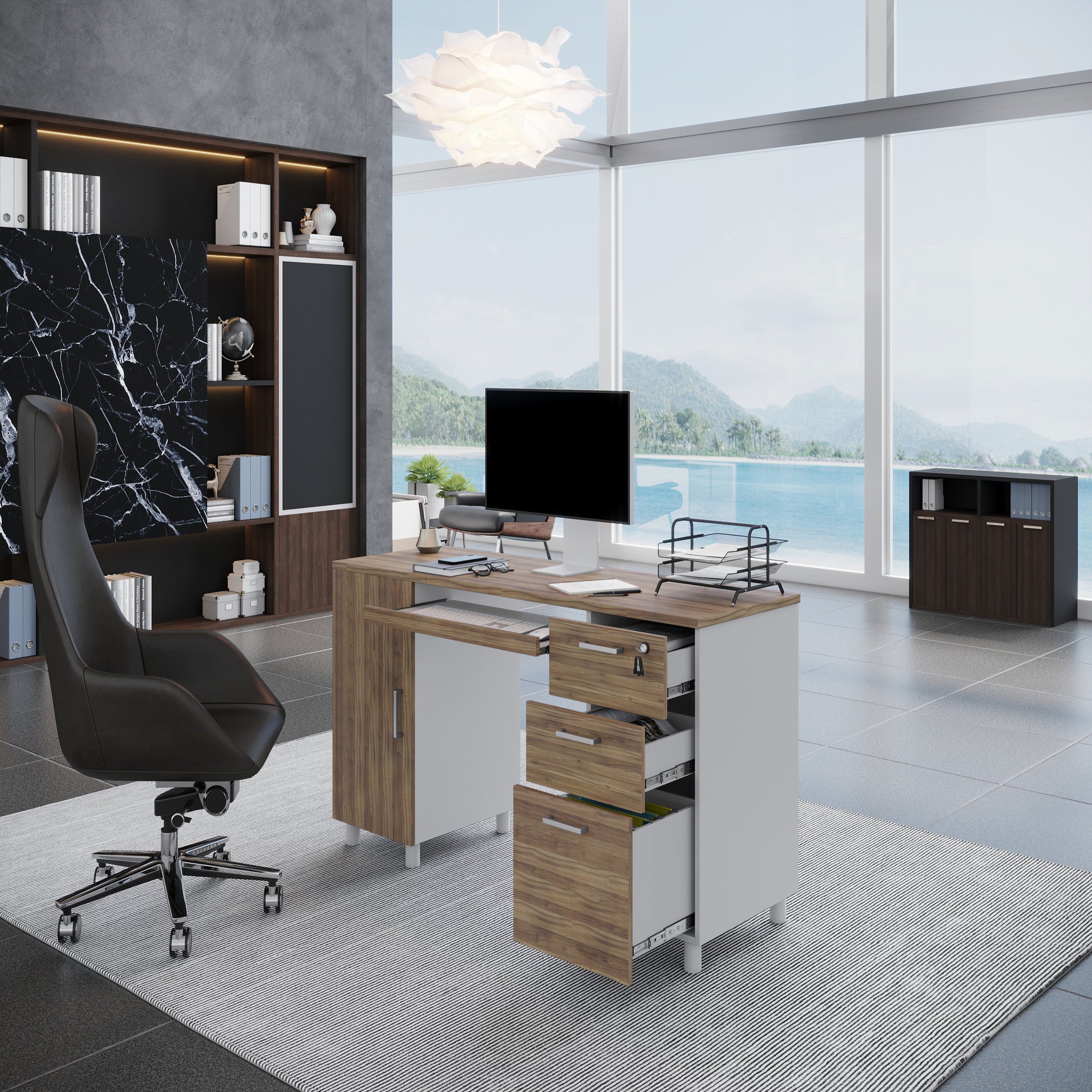 Light luxury and extremely simple slate desk, modern office desk, high-end  study desk, computer desk